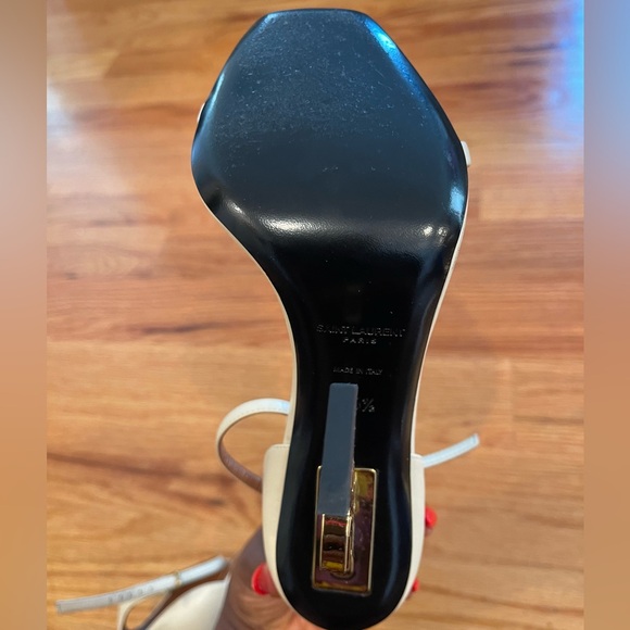 Saint Laurent Cream Ankle Strap Heels - Picture 6 of 7